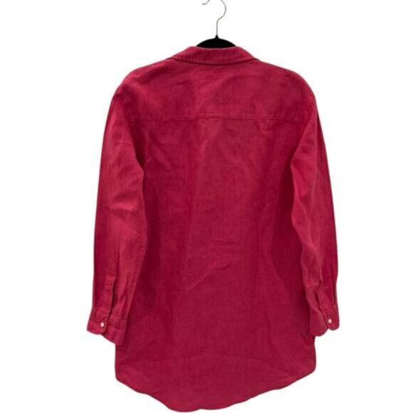 Frank & Eileen Mary Classic Shirtdress Washed Linen Hot Pink Size XS - Picture 7 of 14